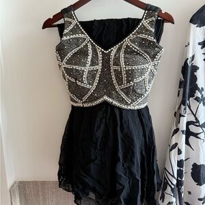 Black and silver Indian outfit cape set with embroidery